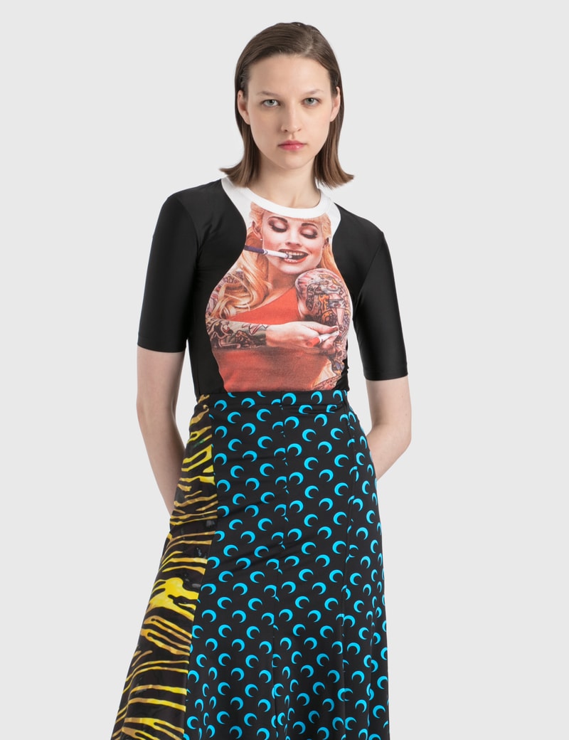 Image of Marine Serre Upcycled Jersey T-Shirt