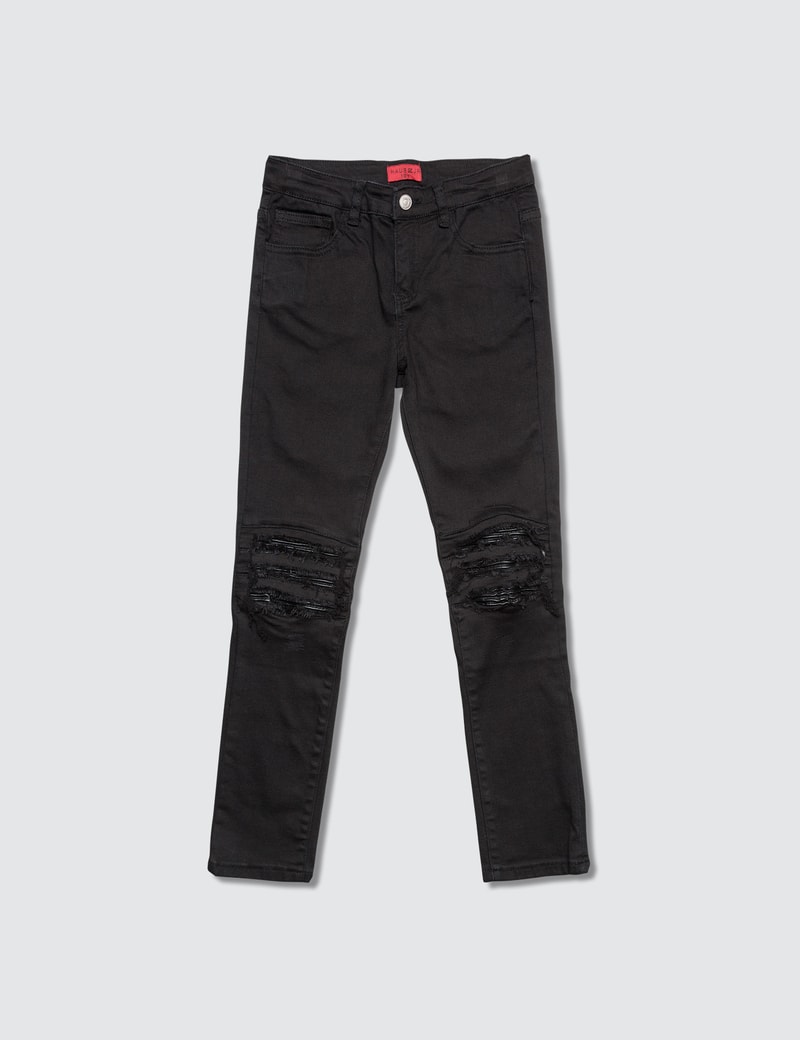 Image of Haus of JR Landon Leather Biker Insert Jeans