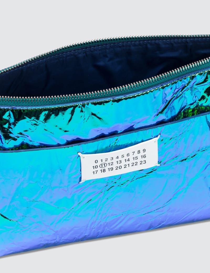 iridescent clutch bag