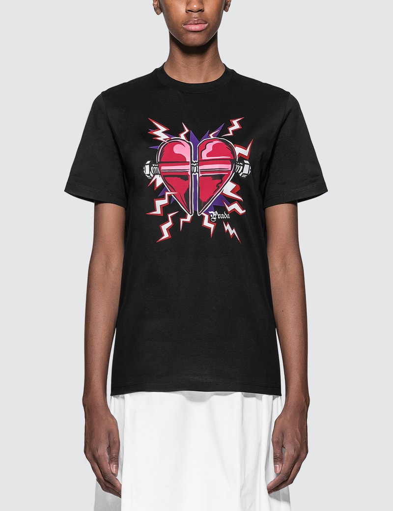 Prada Printed Heart T-shirt