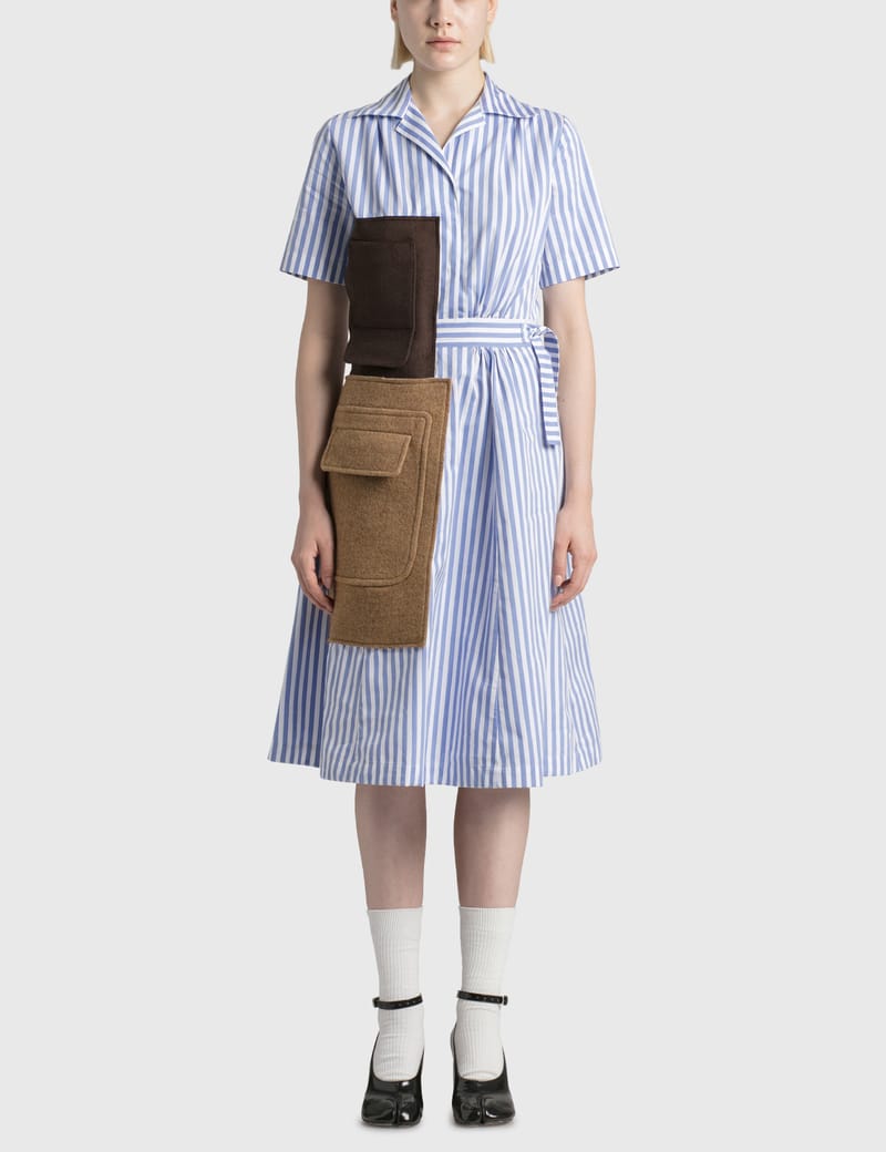 blue pinstripe dress