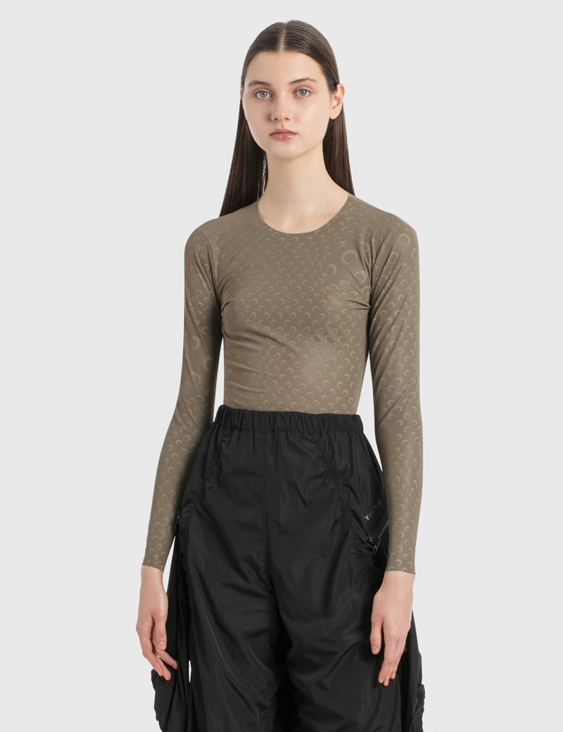 Image of Marine Serre Moon Printed Reflective Long Sleeve Top