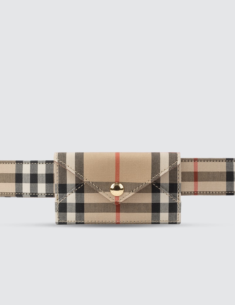 Burberry Envelope Leather Check Belt Bag