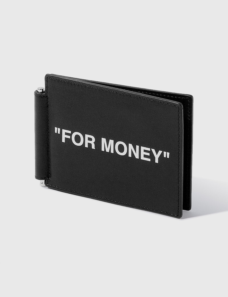 Image of Off-White Calfskin Quote Bill Clip Wallet
