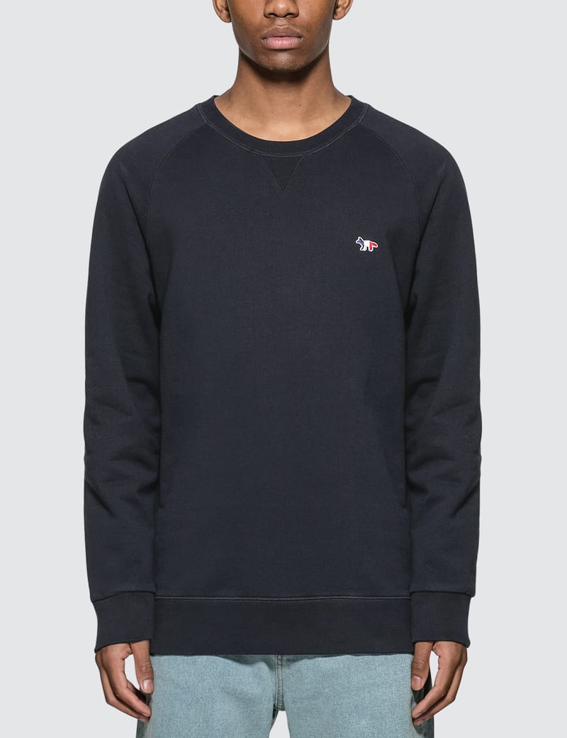 maison kitsuné tricolour fox crew sweat