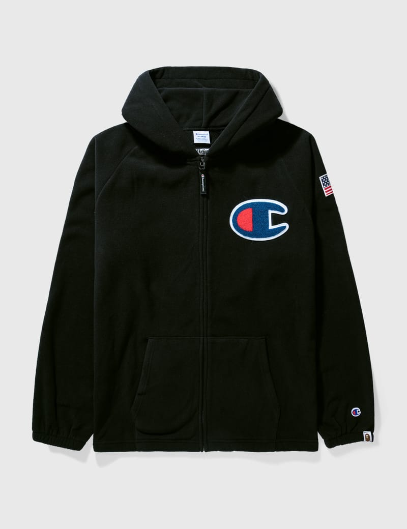 bape champion hoodie black