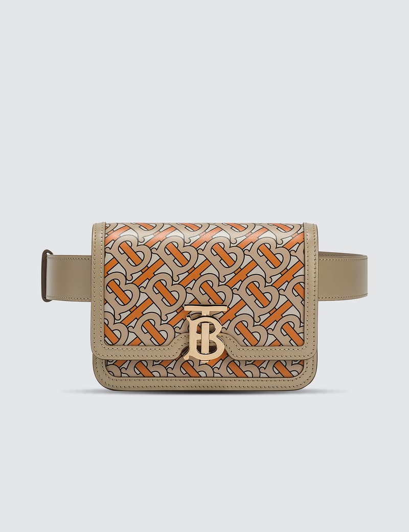 Burberry Belted Monogram Print Leather TB Bag