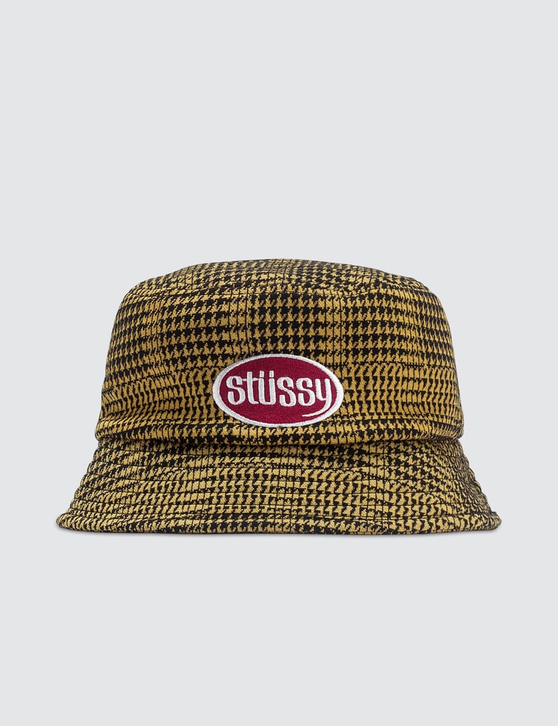 stussy lola plaid knit bucket hat