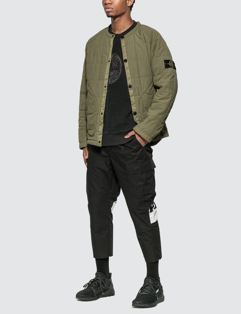 stone island collarless jacket