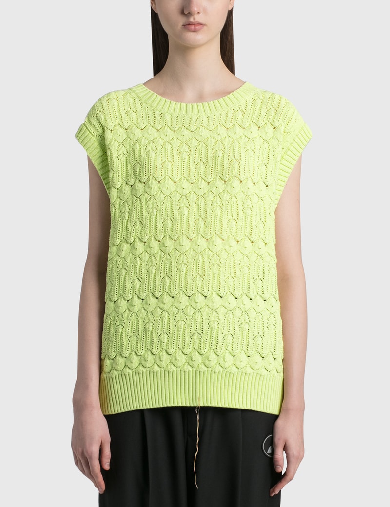 Image of Wedone Lace Knit Round Neck Vest