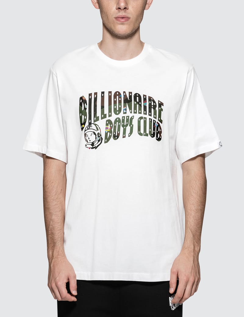 billionaire boys club t-shirt with space camo arch logo in white