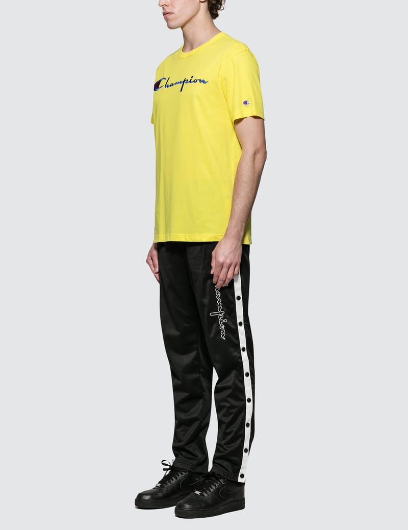 yellow champion track pants