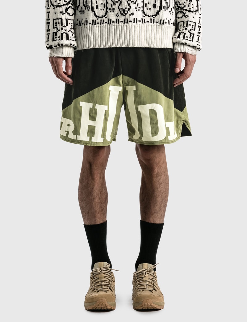 rhude camo shorts