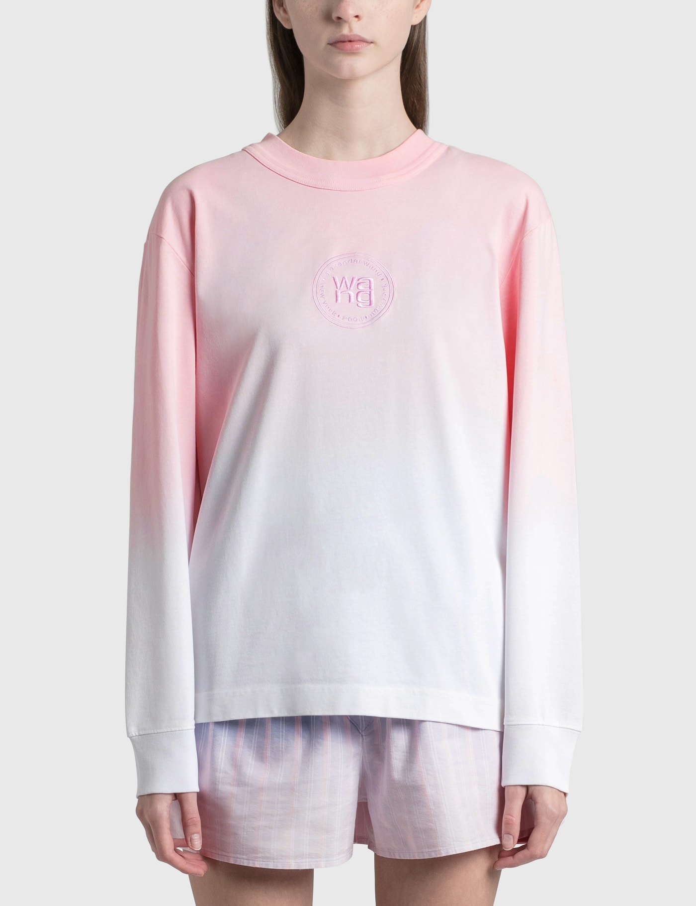 Alexander Wang T Ombre Long Sleeve T-shirt In Pink