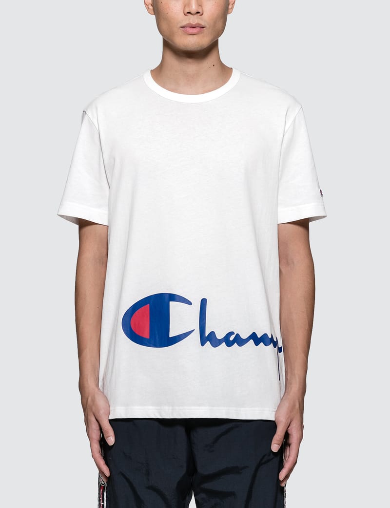 champion reverse weave taped logo crewneck sweatshirt