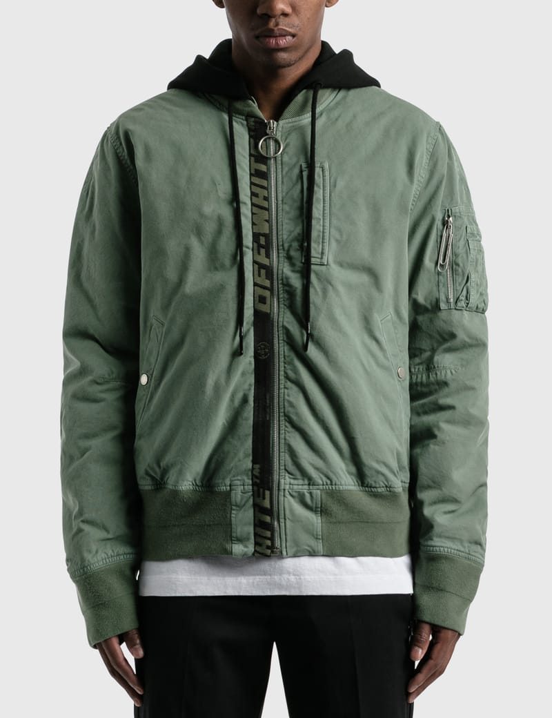off white green bomber jacket