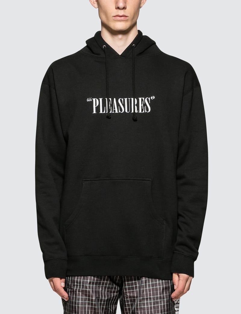 pleasures logo hoodie