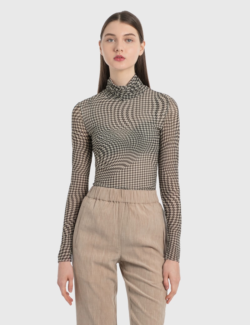 Image of Ganni Printed Mesh Rollneck Top