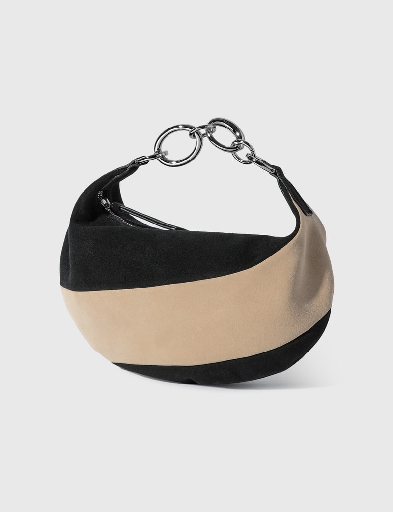 Image of BY FAR Bougie Black And Oat Suede Leather Shoulder Bag