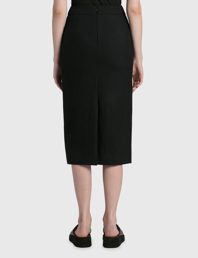 womens black wool pencil skirt