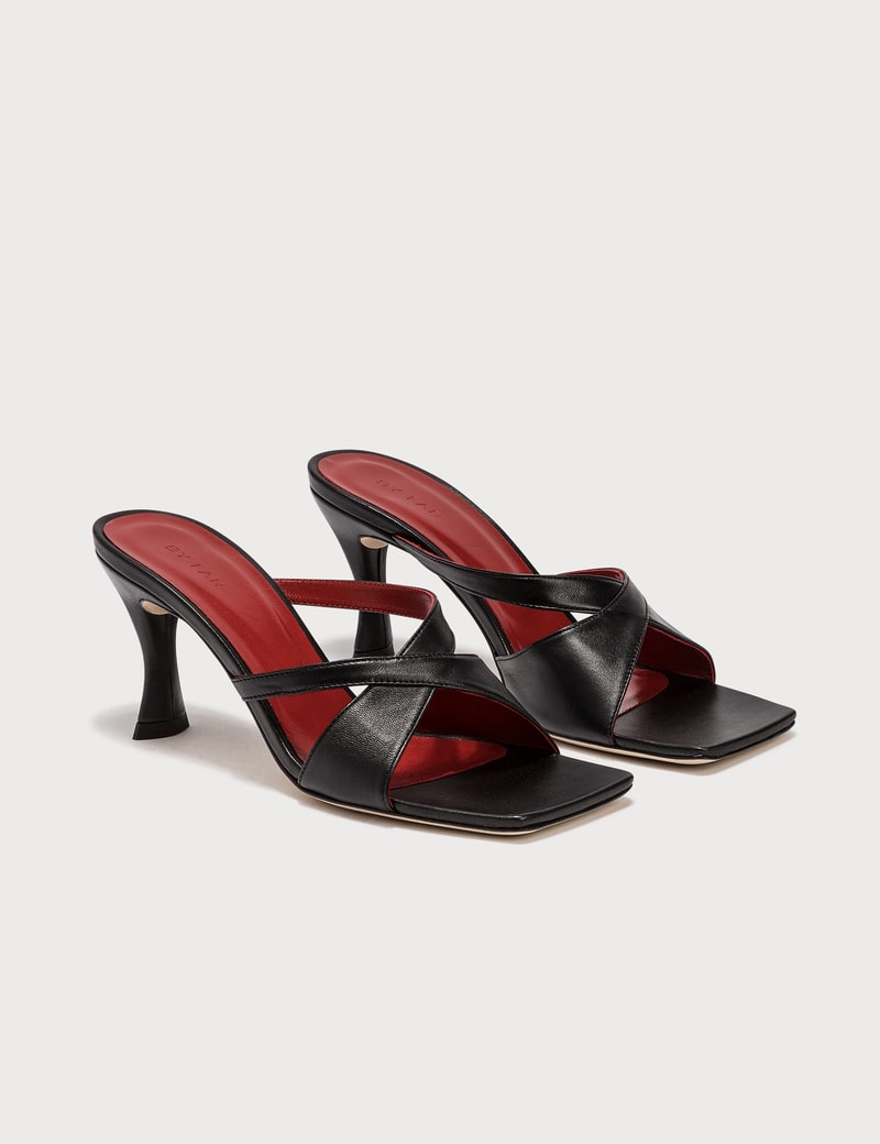 Image of BY FAR Kitty Black Leather Sandals