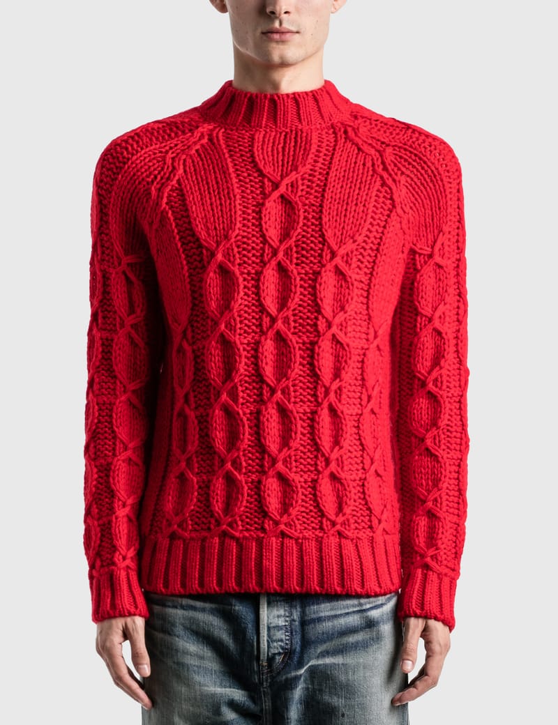 mens red cable knit sweater