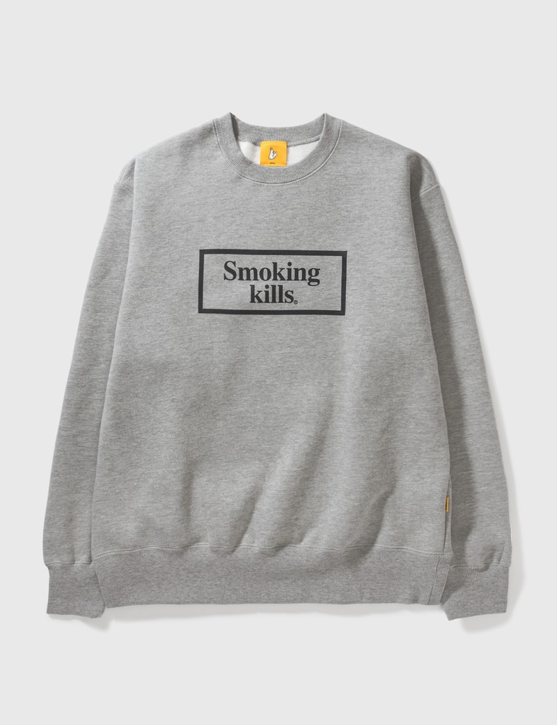 Fr2 Smoking Kills Box Logo Crew Sweatshirt In Grey Modesens