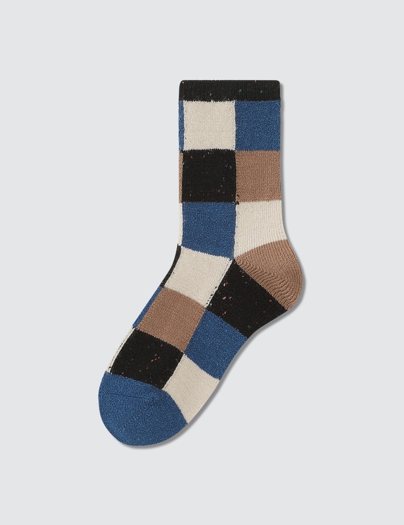 Image of Tabio Colorful Material Mix Blocks Socks