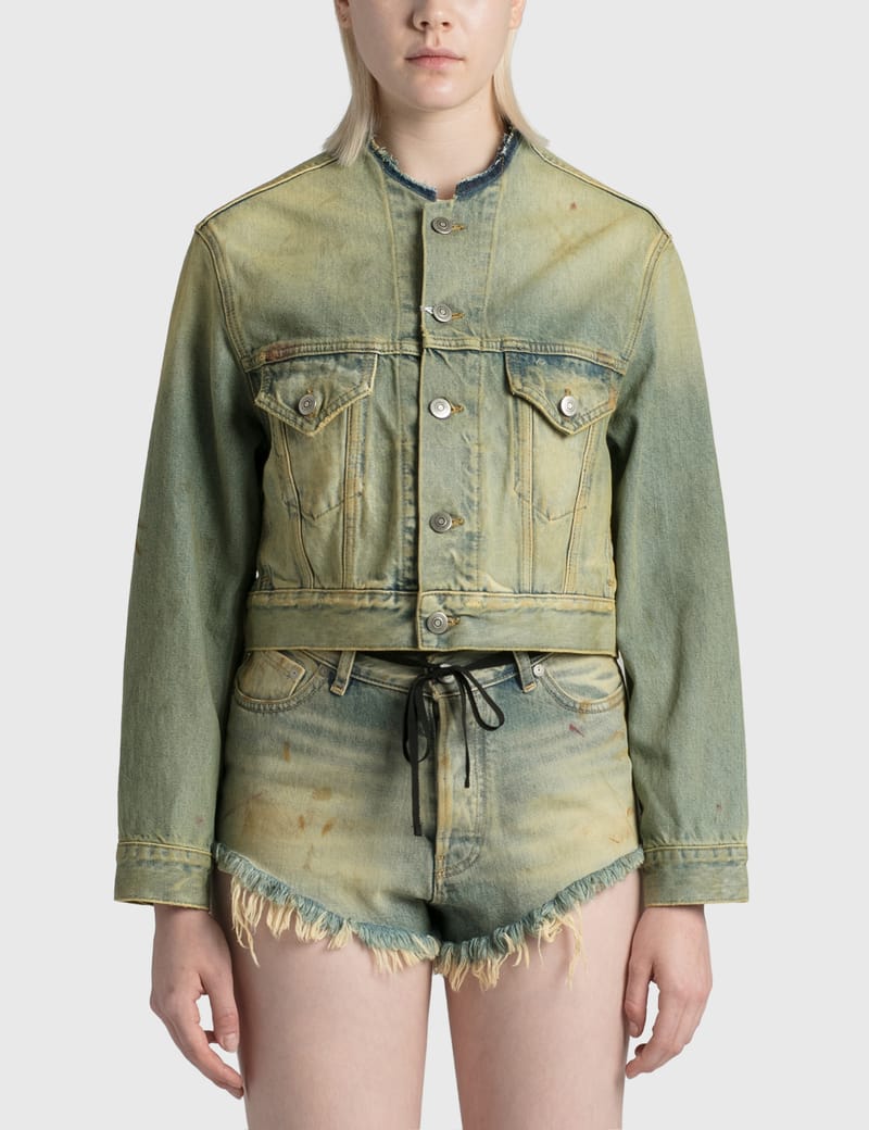 raw cropped denim jacket