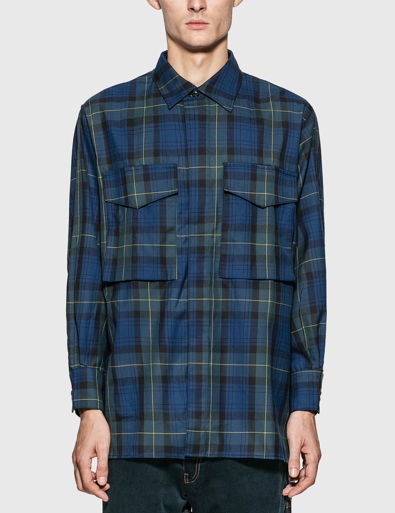 Image of JieDa Tartan Check Parachute Shirt