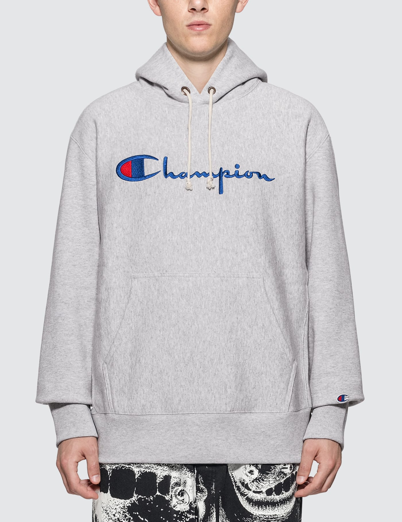 champion script logo reverse weave hoodie