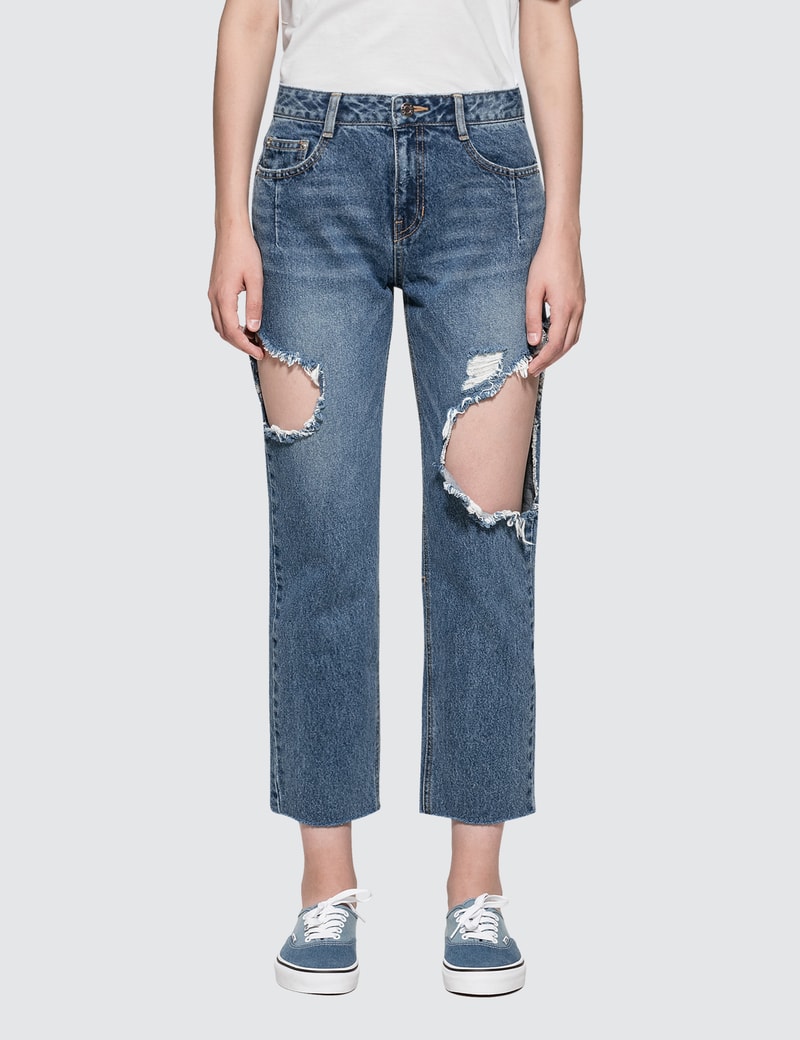 Image of SJYP Side Cut Off Jeans