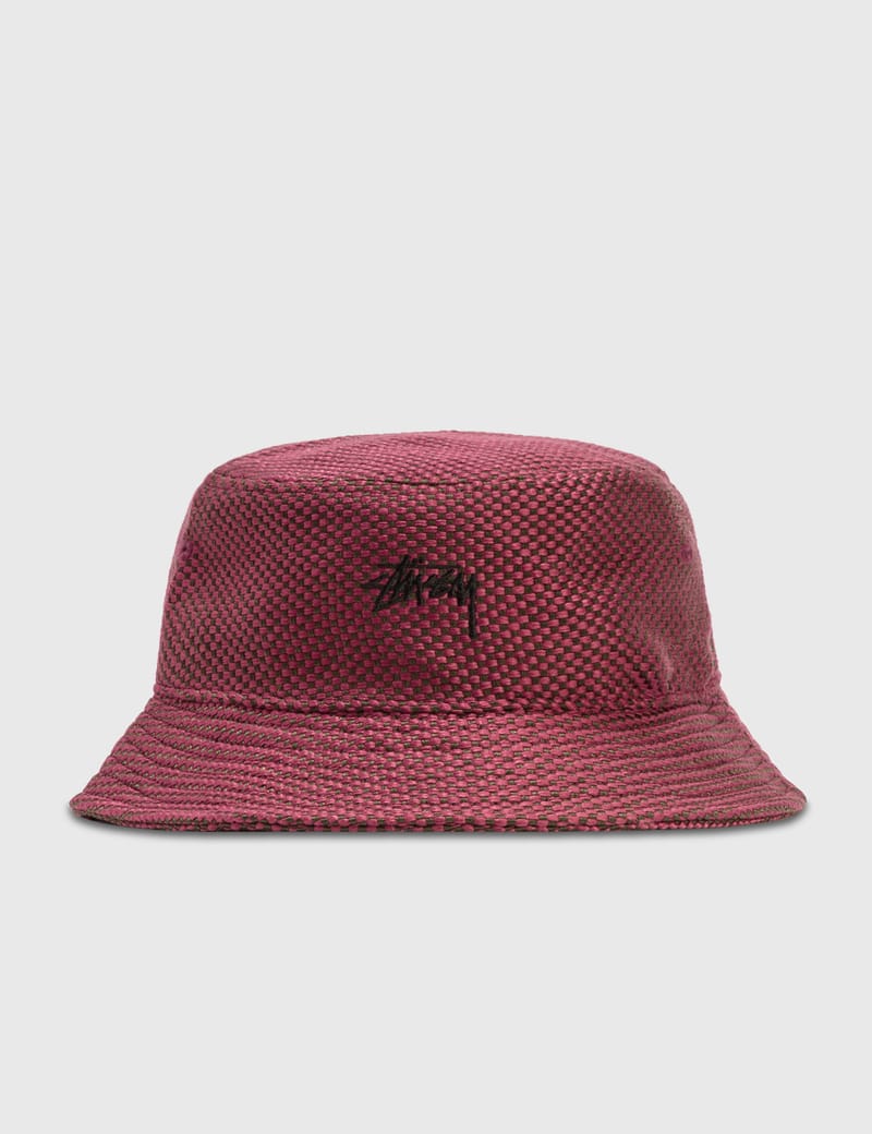 Stussy Jute Weave Bucket Hat In Red 