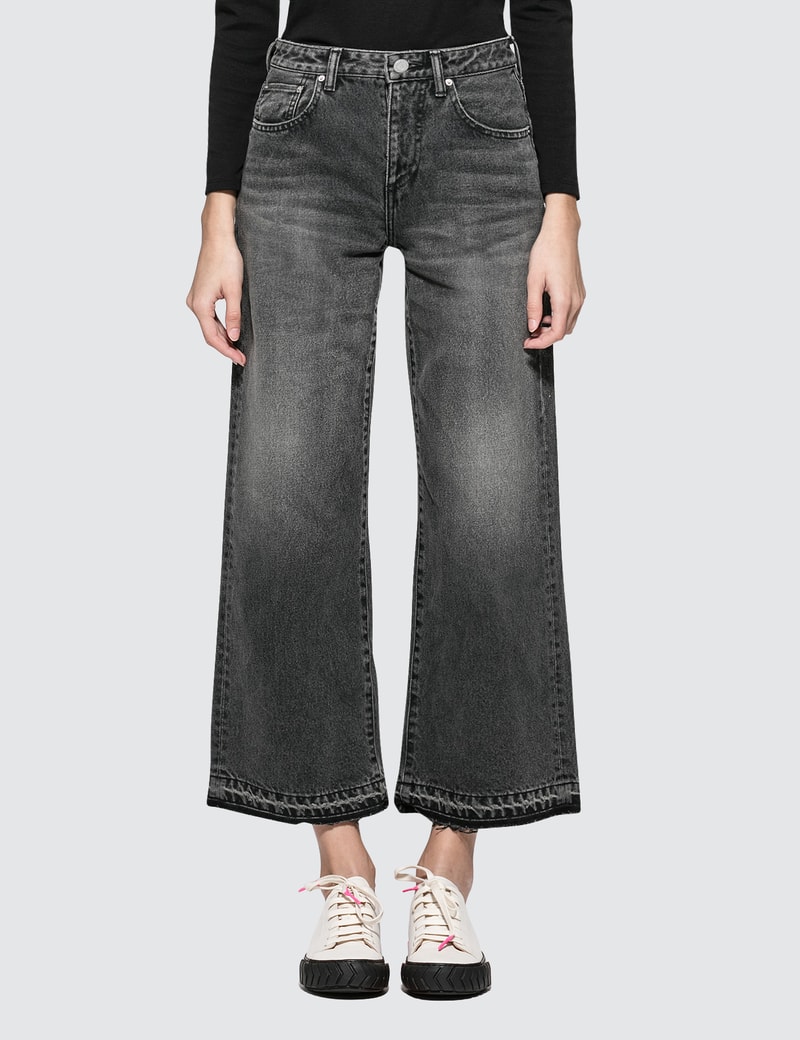 Image of John Elliott Lydia Jet Black Wide Leg Jeans