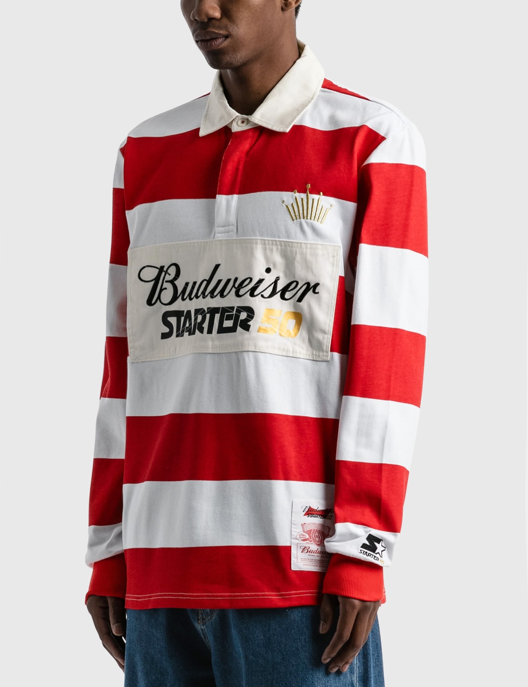 Starter Budweiser X Varsity, Red Stripe Rugby Shirt