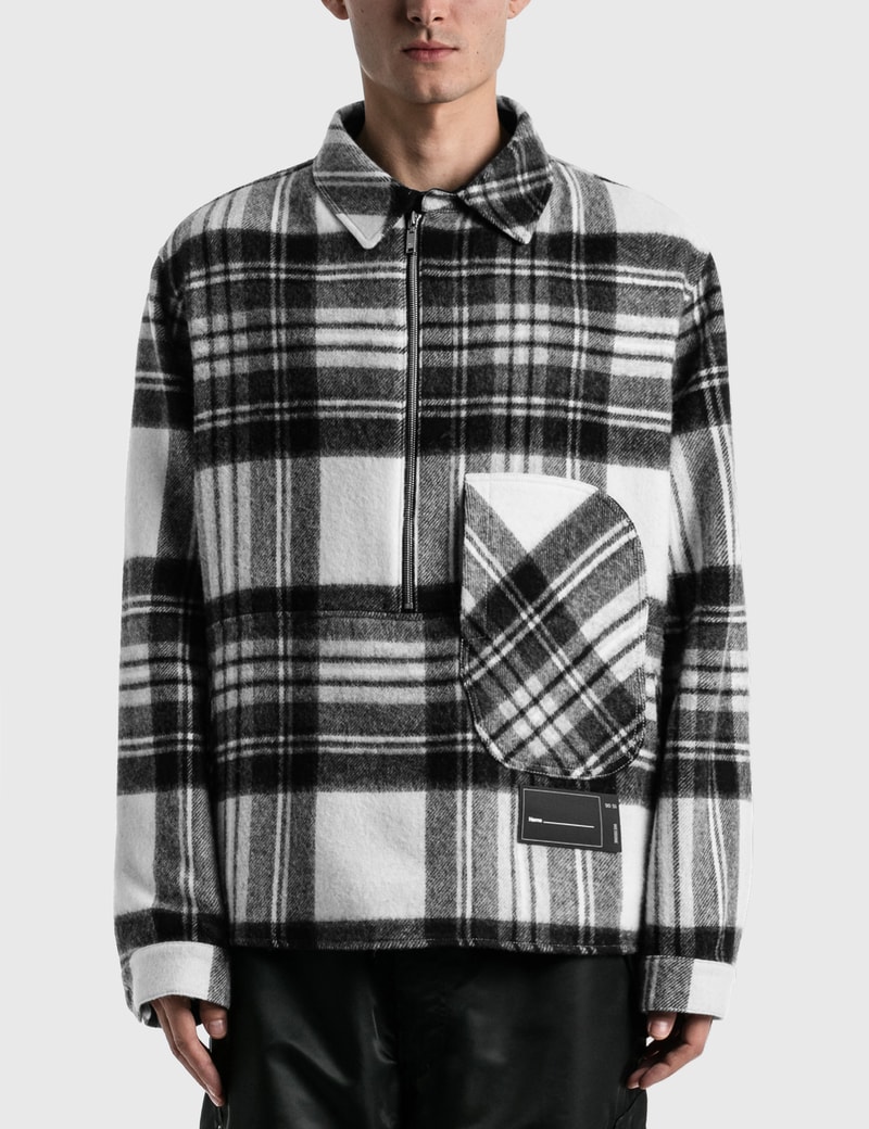 Image of Wedone Check Anorak Wool Shirt