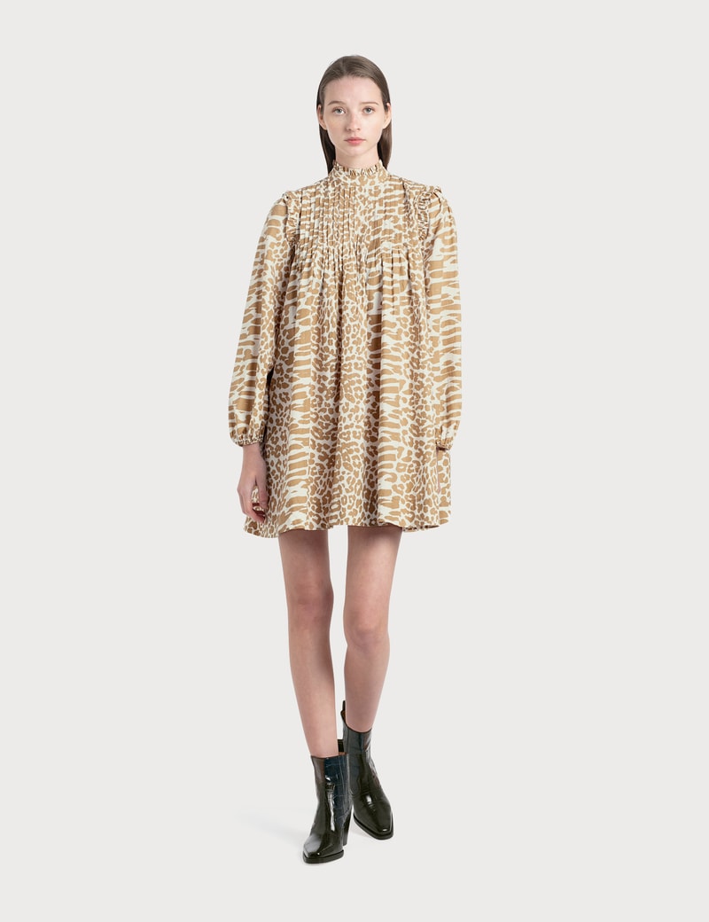 Image of Ganni Printed Cotton Poplin Mini Dress