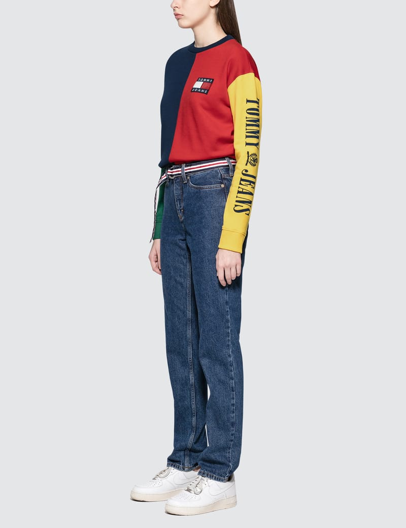 tommy jeans 90s capsule colourblock sweatshirt