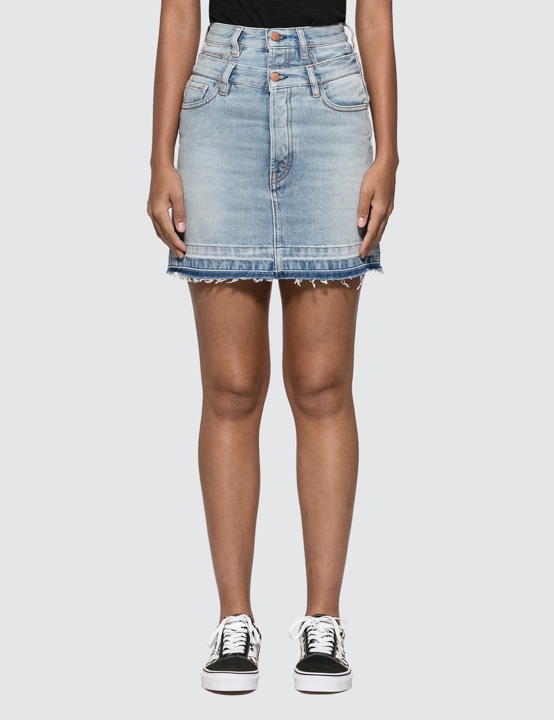 Image of Aries Double Waistband Denim Skirt