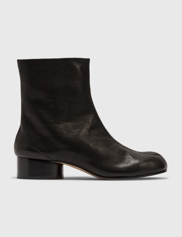 Maison Margiela Vintage Leather Tabi Boots 30mm Black Women