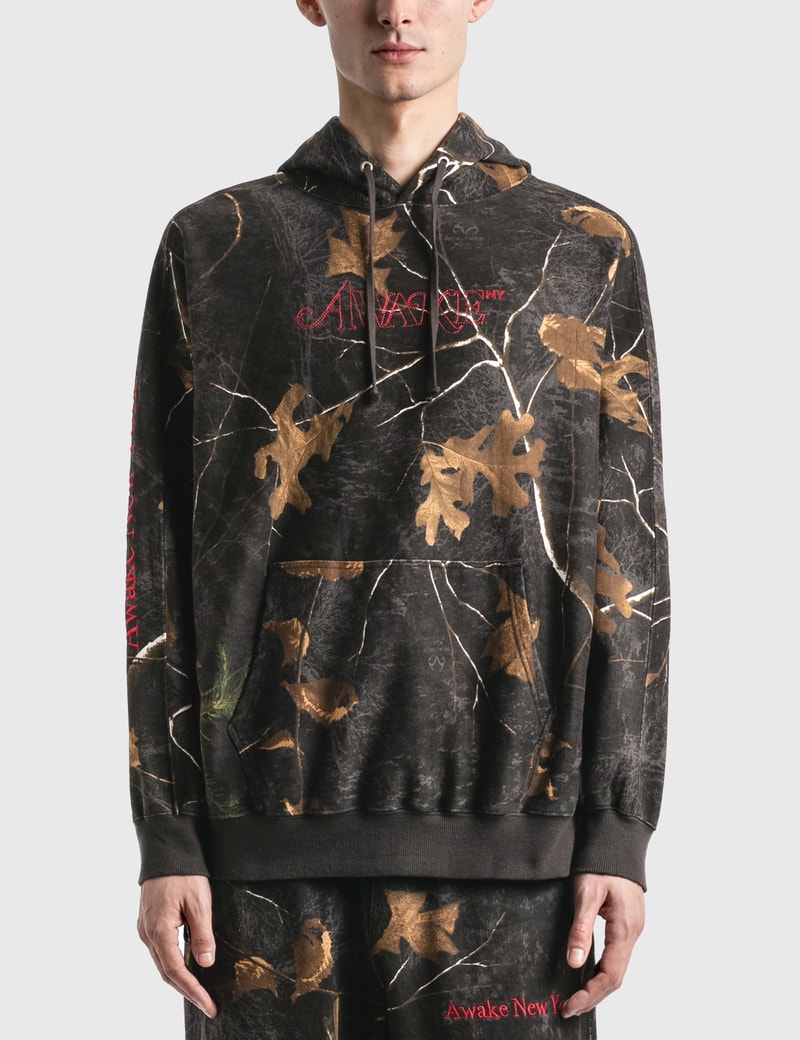 Image of Awake NY Classic Outline Logo Paneled Embroidered Hoodie