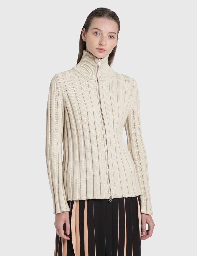 Image of MM Maison Margiela Logo Zip Knit Top