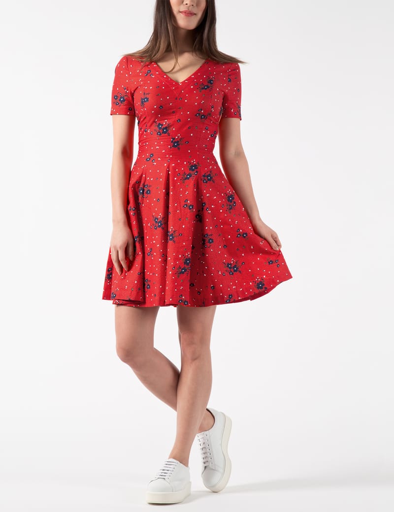 red fitted mini dress