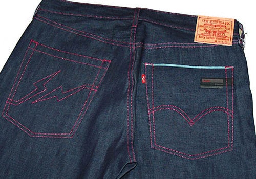 Levi's Fenom White Deco & Cropped Pink Lame Stitched Denim