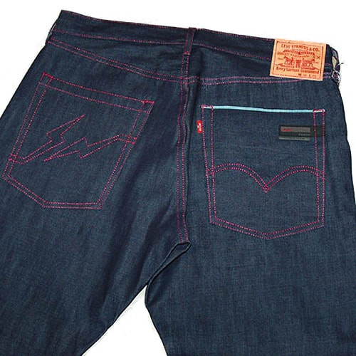 Levi's Fenom White Deco & Cropped Pink Lame Stitched Denim