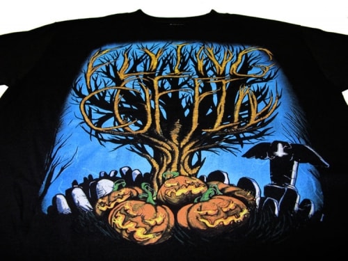 Flying Coffin Halloween Tee & Cap 