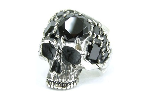 Black Boots Mix Stone Skull Ring