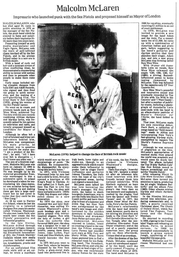 A-Ron: Malcolm McLaren RIP T-Shirt