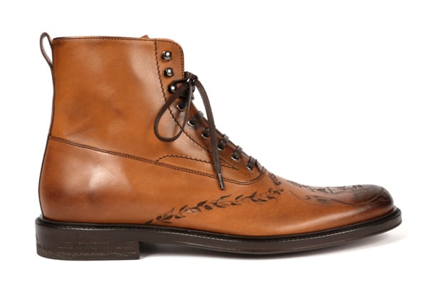  Alexander McQueen Engraved Leather Boots