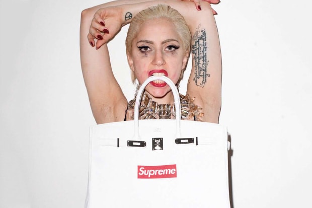Lady Gaga for Supreme in Purple Fashion